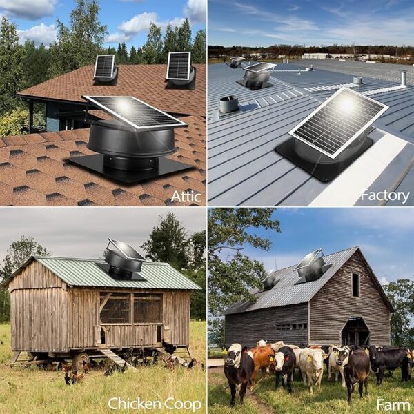 35W Solar Attic Fan with 110V Smart Power Adapter & 65ft Remote - Image 7