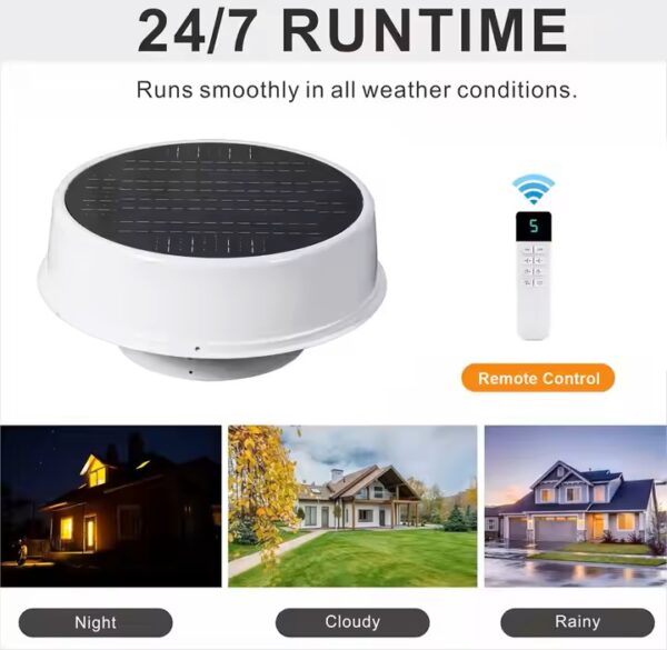 30W Roof Mount Solar Attic Fan - 12“Round Series - Image 6